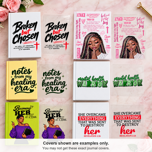 Journal Profit Bundle: 6 hardcover journals with 6 matching UV DTF cover decals (covers shown are examples)
